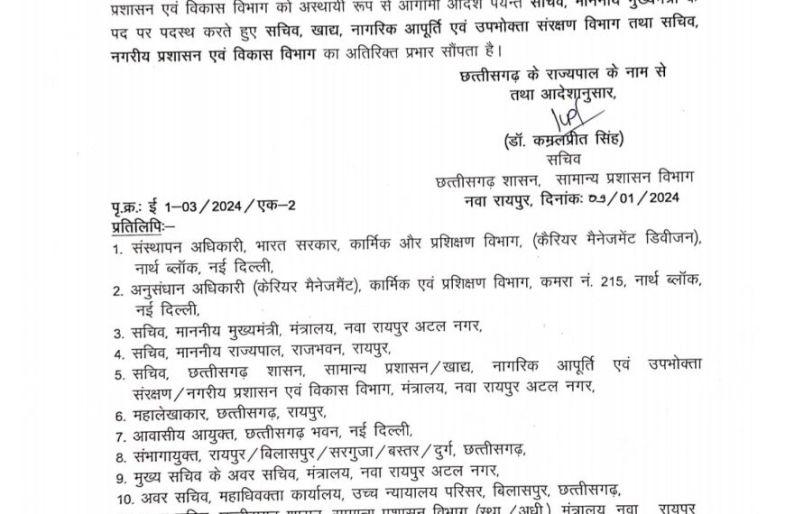 IAS बसवराजू एस को राज्य सरकार ने सौंपा अतिरिक्त प्रभार