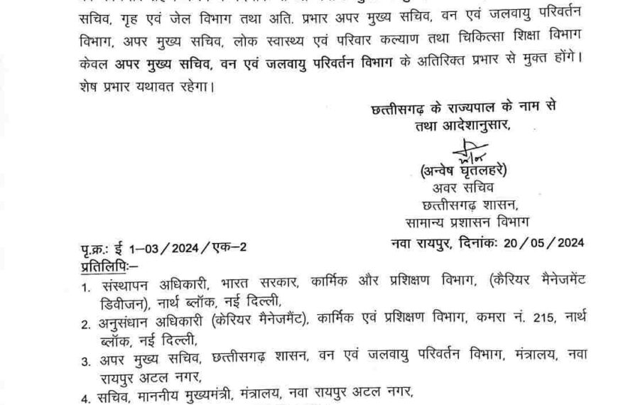 केंद्रीय प्रतिनियुक्ति से वापस लौटीं ऋचा शर्मा को मिली बड़ी जिम्मेदारी, वन विभाग की बनाई गईं अपर मुख्य सचिव, आदेश जारी…