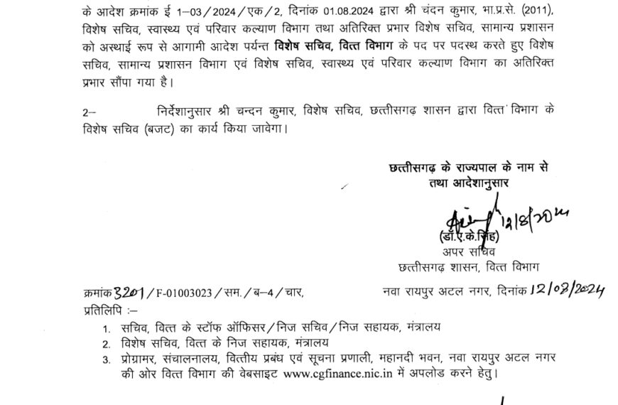 IAS चंदन कुमार वित्त विभाग के विशेष सचिव बने, इन विभागों का मिला एडिश्नल चार्ज