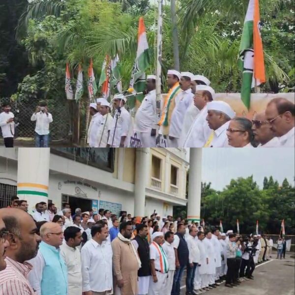 राजीव भवन में फहराया तिरंगा, पीसीसी चीफ दीपक बैज का आह्वान –