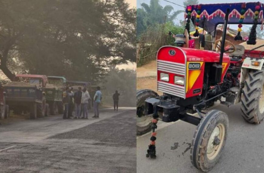 अवैध रेत परिवहन पर बड़ी कार्रवाई, 3 हाइवा और 8 ट्रैक्टर जब्त