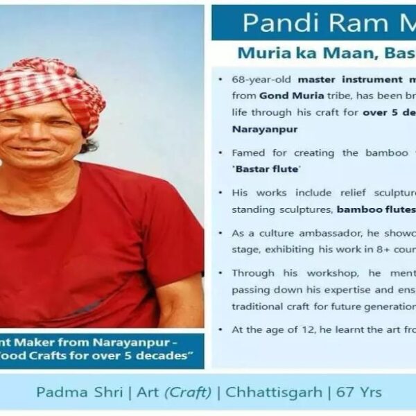 बस्तर अंचल के पंडी राम मंडावी पद्मश्री सम्मान के लिए चयनित, मुख्यमंत्री ने दी बधाई और शुभकामनाएं