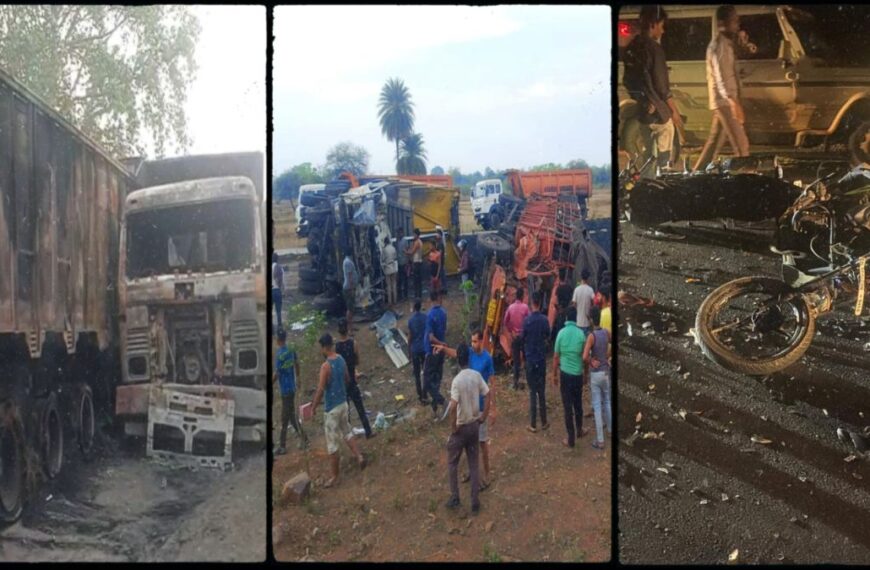 सड़क हादसे में चार की मौत : तेज रफ्तार बाइकों में आमने-सामने की भिड़ंत, दो युवकों की हुई मौत, इधर ट्रक में जिंदा जला ड्राइवर, बायपास में पलटी माजदा