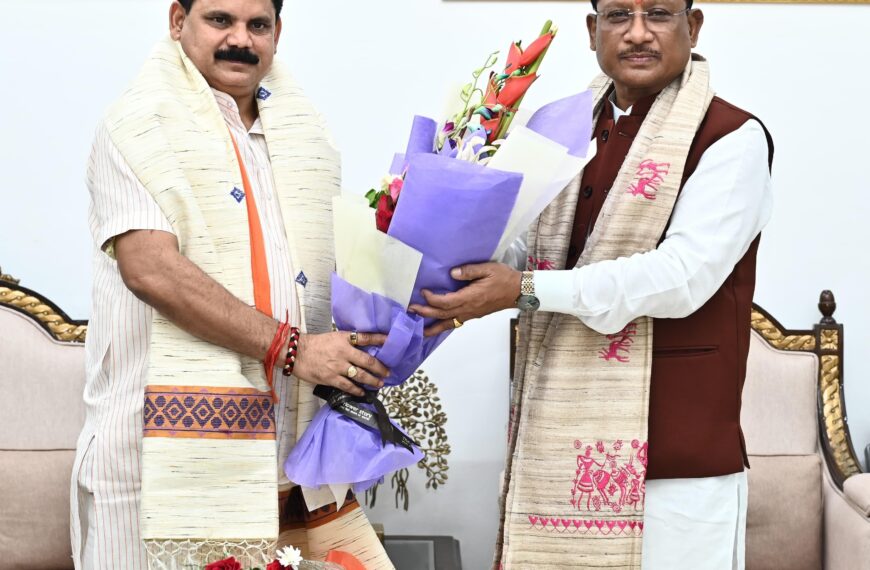 मुख्यमंत्री विष्णु देव साय से केन्द्रीय कोयला एवं खान राज्य मंत्री सतीश चन्द्र दुबे ने की सौजन्य मुलाकात