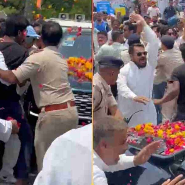 राहुल गांधी के स्वागत के लिए आपस में भिड़े कार्यकर्ता! काफिले के सामने आए, जमकर हुई धक्का-मुक्की, देखें वीडियो