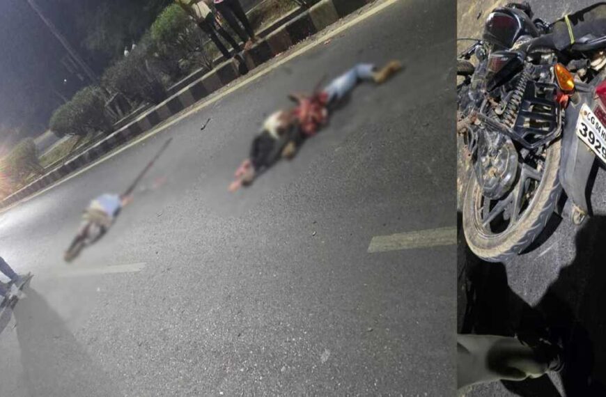 NH-53 पर भीषण हादसा : खड़े ट्रैक्टर से टकराई बाइक, फिर पीछे से आ रहे ट्रक ने कुचला, दो लोगों की मौके पर मौत